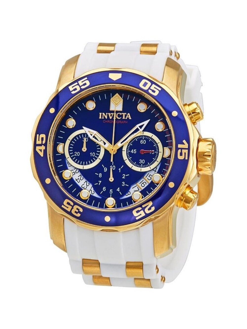 NWT Invicta Pro Diver Chronograph Mother of Pearl White Polyurethane Men's Watch